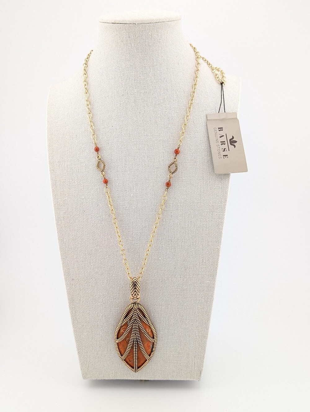 NWT Retired Barse Gemstone Gold Tone Bohemian Necklace